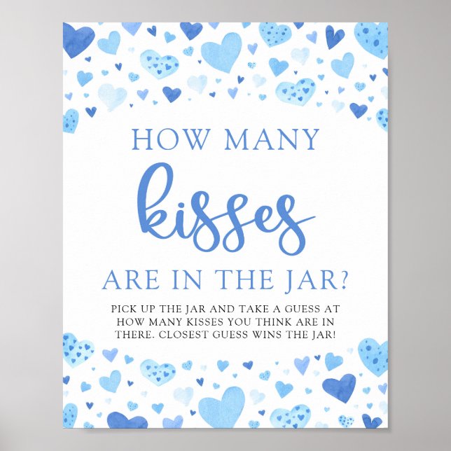 Blue Valentine Hur Många Pussar Baby Shower Lek Poster (Framsidan)
