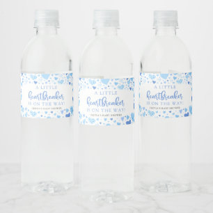 Blue Valentine Little Heartbrytare Baby Shower Vattenflaskor Etikett