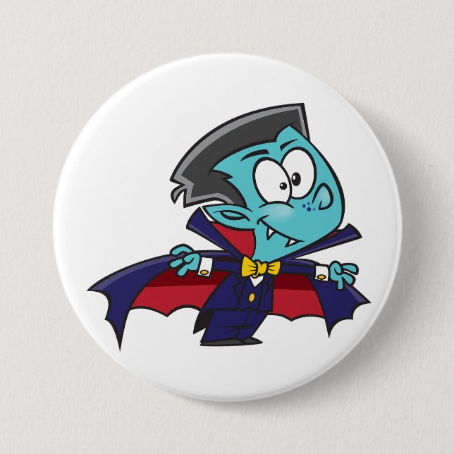 Blue Vampire Boy with Cape Cute Dracula Knapp (Framsida)