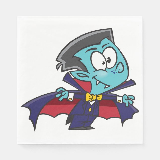 Blue Vampire Boy with Cape Cute Dracula Pappersservett (Framsidan)