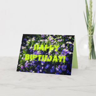 Blue Vår blommor på Grönt Grattis på födelsedagen Kort