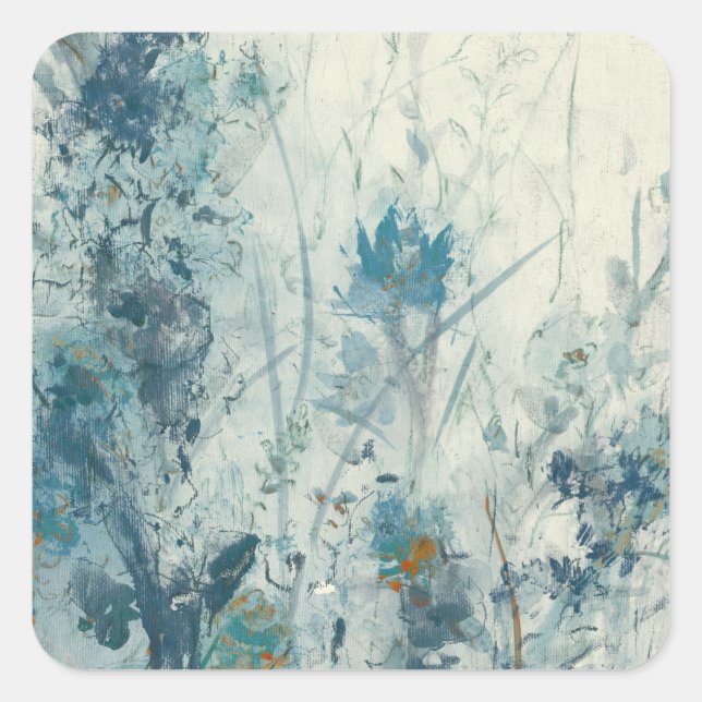 Blue Vår Fyrkantigt Klistermärke (Framsida)