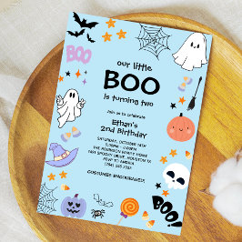 Blue Vår lilla Boo Boy Halloween 2:a födelsedagen Inbjudningar