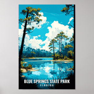Blue Vår State Park Travel Art Vintage Poster