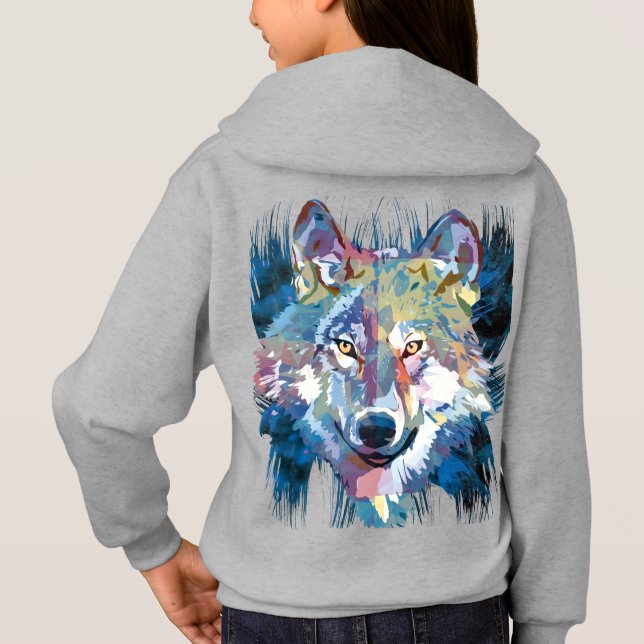 Blue Varg Hoodie | Färgstarka Varger Hoodie T Shirt (Baksida)