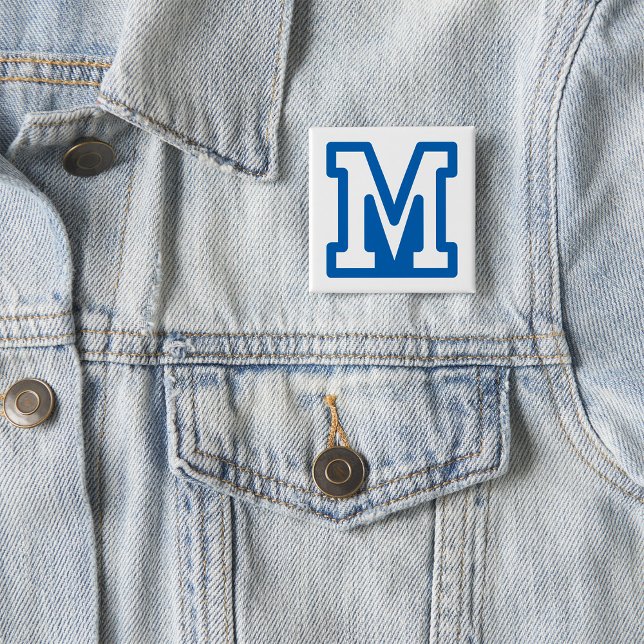 Blue Varsity Brev M Monogram Knapp (Skapare uppladdad)