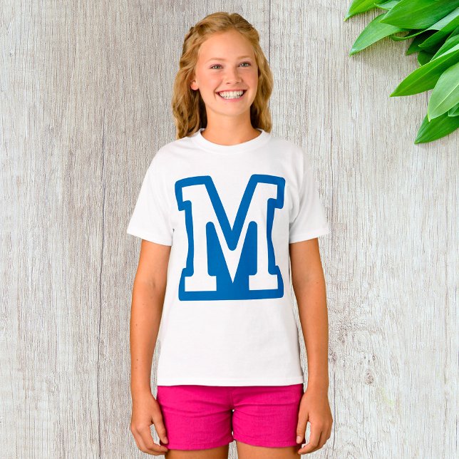 Blue Varsity Brev M Monogram T Shirt (Skapare uppladdad)