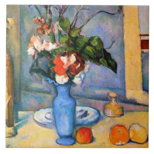 Blue Vas Flowers, Paul Cezanne Kakelplatta