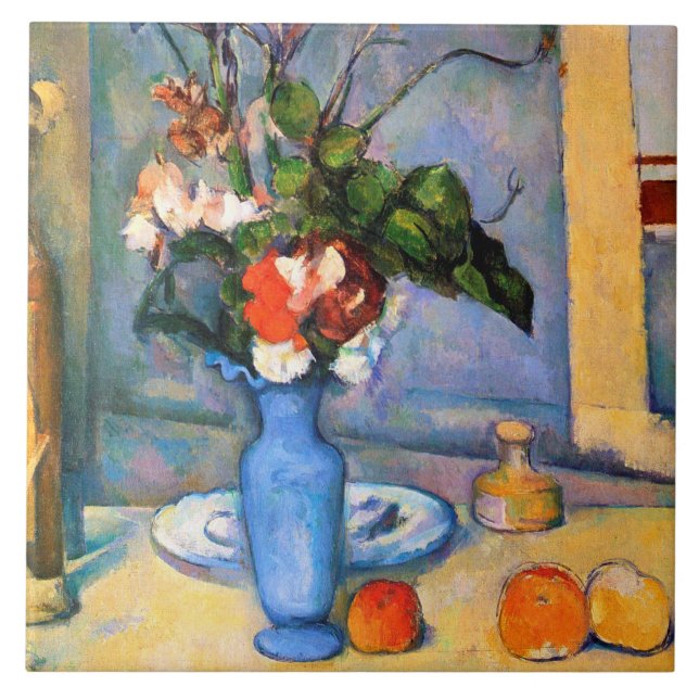 Blue Vas Flowers, Paul Cezanne Kakelplatta (Framsidan)