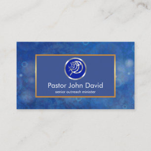 Blue Vatten Bokeh Ichthus Fish Pastor Visitkort