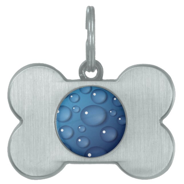 Blue Vatten Drop Struktur Namnbricka Husdjur (Framsidan)