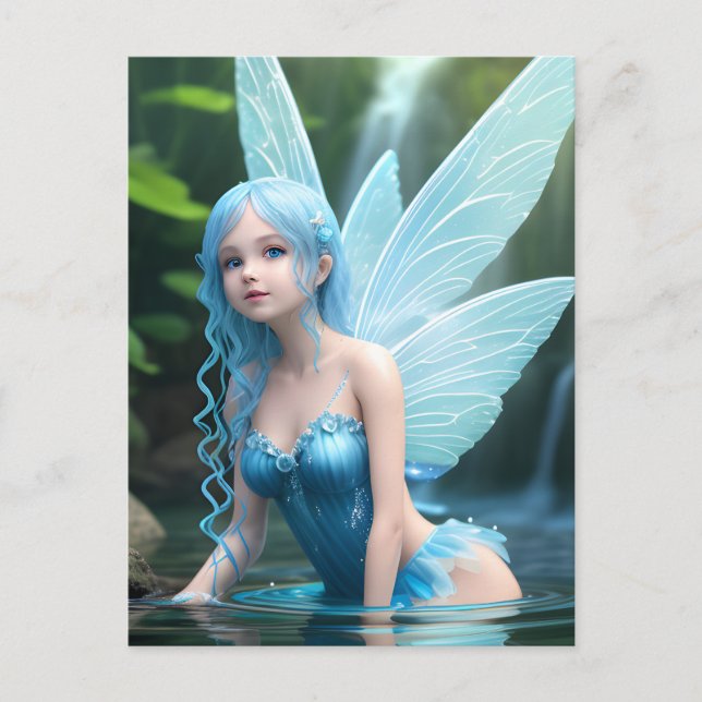 Blue Vatten Fairy Vykort (Framsida)