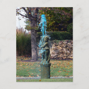 Blue Vatten Fontän Cherub Vykort