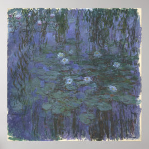 Blue Vatten Lilies av Claude Monet Poster