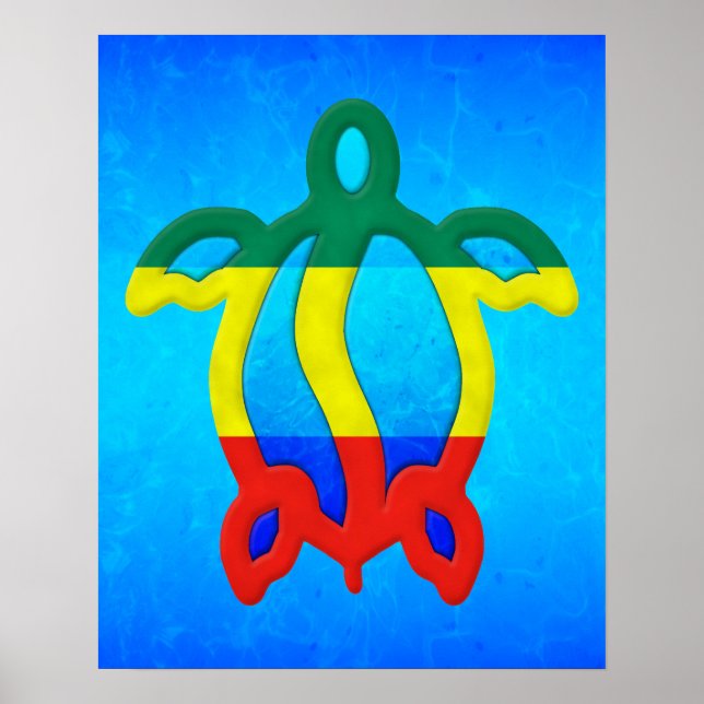 Blue Vatten Rasta Honu Poster (Framsidan)