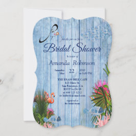 Blue vatten Småsten & Rosa Flamingos Möhippa Inbjudningar