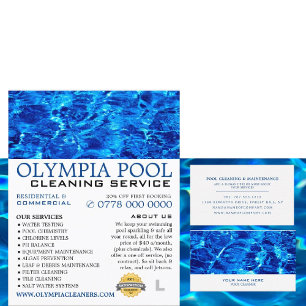 Blue Vatten, Swimming Bassäng Städning reklam Reklamblad