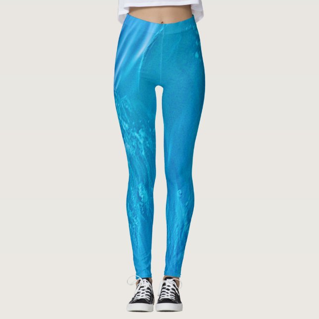 Blue vatten-våg leggings (Framsida)