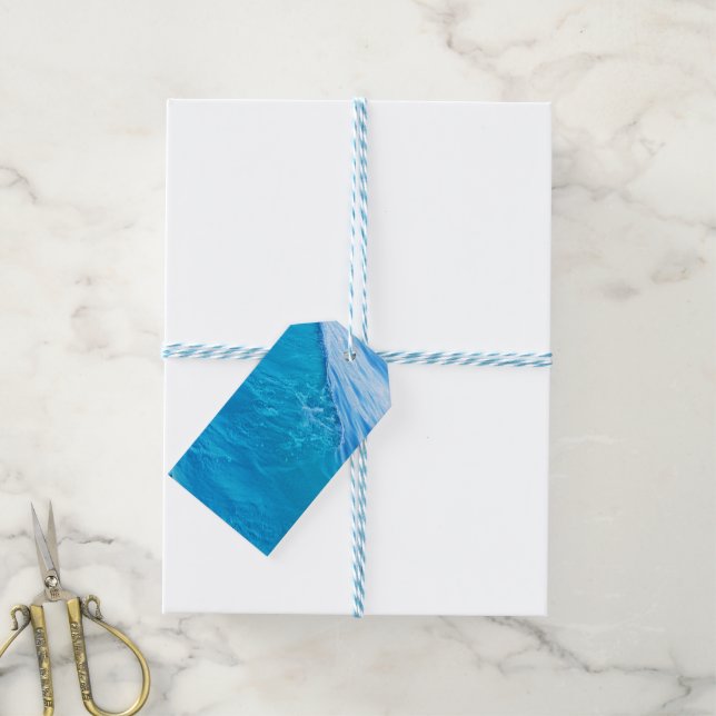 Blue vatten-våg presentetikett (Med Snöre)
