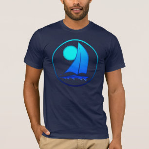 Blue Vector Sailboat T Shirt