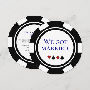 Blue Vegas Bröllop Elopement Announcement Poker Inbjudningar