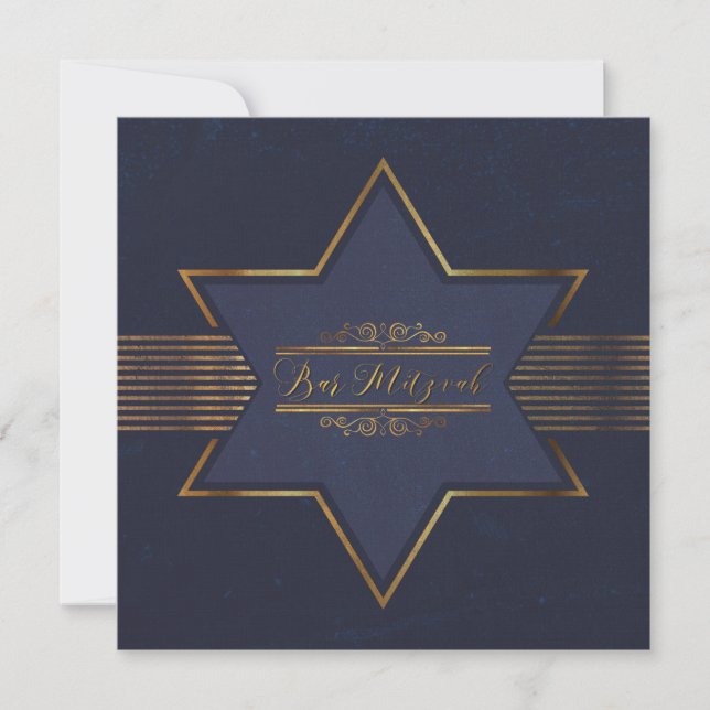 Blue Velvet Bar Mitzvah Invitation Inbjudningar (Framsida)