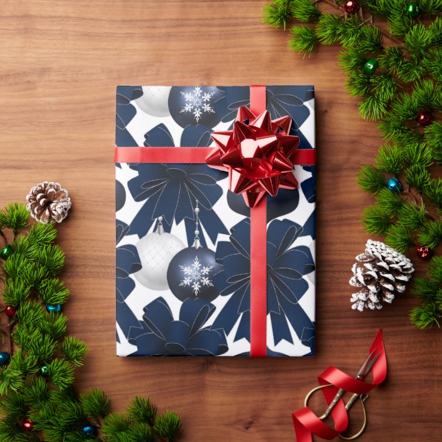 Blue Velvet Bows Ornaments Helgdag Presentpapper (Julgåva)