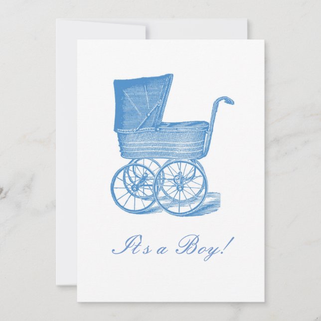 Blue Victorian Baby annons Inbjudningar (Framsida)