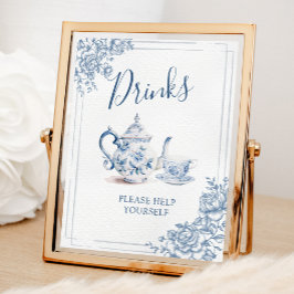 Blue Victorian Garden Möhippa Tea Drinks Sign Poster