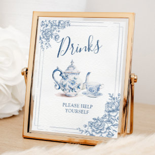 Blue Victorian Garden Möhippa Tea Drinks Sign Poster