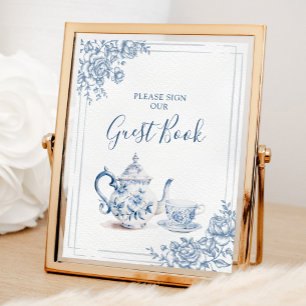 Blue Victorian Garden Möhippa Tea Guest Bok Poster