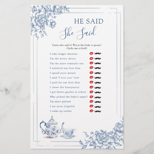 Blue Victorian Garden Möhippa Tea sa att hon sa (Framsida)