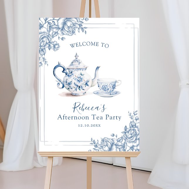 Blue Victorian Garden Möhippa Tea Välkomsttecken Poster (Skapare uppladdad)