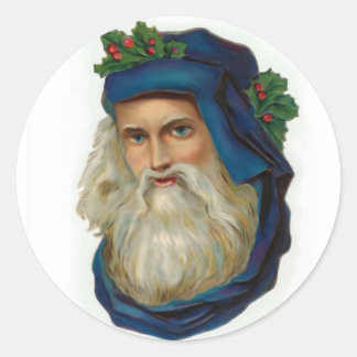 Blue Victorian Santa Runt Klistermärke