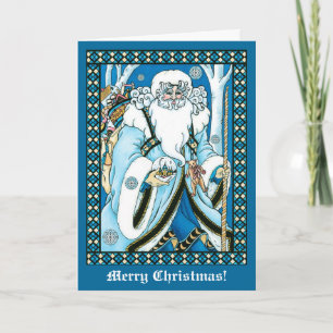 Blue Victorian St Nicholas jul Helgkort