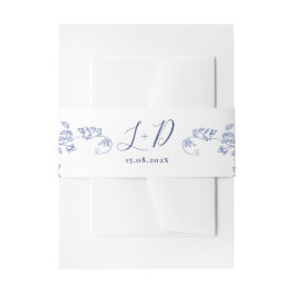 Blue Victorian Wedding Belly Band För Inbjudningskort
