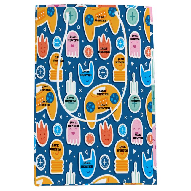 Blue Video Game Mönster Personlig Birthday  (Framsidan)