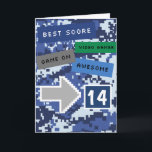 Blue Video Gamer 14:e födelsedagskortet Kort<br><div class="desc">En coola blå videospelare 14:e födelsedagskort för honom. Den har en pixelvideospelsblå design på kortets framsida och baksida. Insidan läser ett meddelande med en hög födelsedagskalender som lätt kan bli personlig om det behövs. Den här roligten spelaren 14:e födelsedagskortet skulle göra en underbar keepy för son,  sonson,  nefew osv.</div>