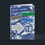 Blue Video Gamer 18:e födelsedagskortet Kort<br><div class="desc">En roligt blå videospelare 18:e födelsedagskort för honom. Den har en pixelvideospelsblå design på kortets framsida och baksida. Insidan läser ett meddelande med en hög födelsedagskalender som lätt kan bli personlig om det behövs. Det här videospelarkortet på 18:e födelsedag skulle göra underbar keepy för son,  gudon,  barnson osv.</div>