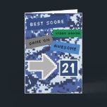 Blue Video Gamer 21:a födelsedagskortet Kort<br><div class="desc">En coola blå videospelare 21:a födelsedagskort för honom. Den har en pixelvideospelsblå design på kortets framsida och baksida. Insidan läser ett meddelande med en hög födelsedagskalender som lätt kan bli personlig om det behövs. Det här roligtens spelfödelsedagskort skulle göra honom underbar.</div>