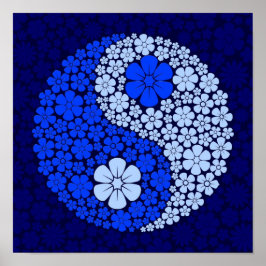 Blue Vild Flowers Yin Yang Poster