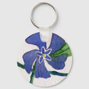 "Blue Vinca"-Blommigtens nyckelkedja Nyckelring