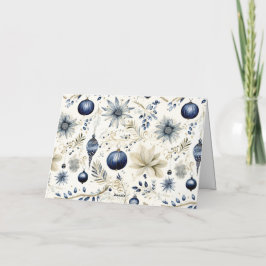 Blue Vintage-Blommigtar Helgkort
