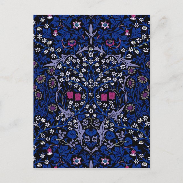 Blue Vintage Blommönster, William Morris Vykort (Framsida)
