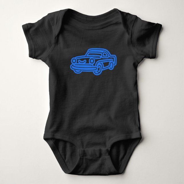 Blue Vintage Car Illustration T Shirt (Framsida)