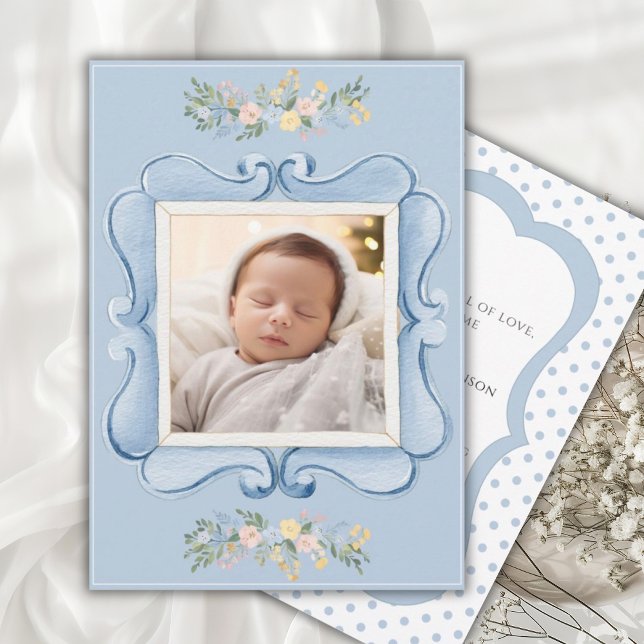 Blue Vintage Frame Whimsical Baby Meddelande (Skapare uppladdad)