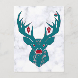 Blue Vintage jul Nordic Hjort Elk Vykort