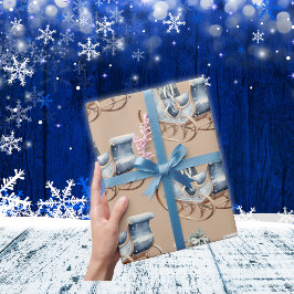Blue Vintage jul Sleigh | Presentpapper