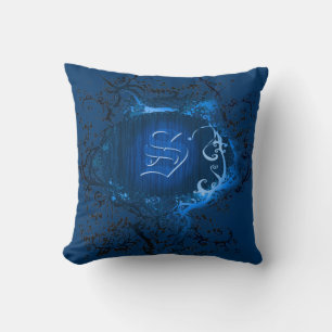 Blue Vintage Mönster Monogram R Kudde