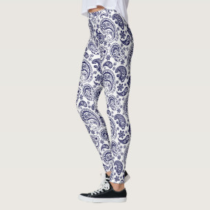 Blue Vintage Paisley Mönster Leggings